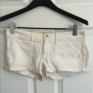 Vintage Classic Hollister Micro Mini Soft White Shorts with Buttoned Pockets